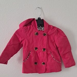 Pink Plantinum Pink Double-Breasted Kids Jacket